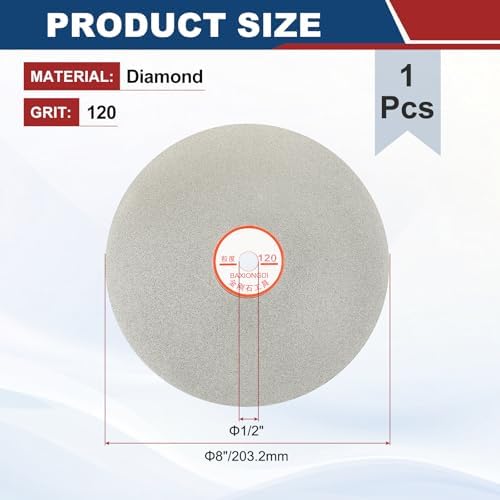 8 Inch x 1/2" Arbor Diamond Flat Lap Disc, 120 Grit