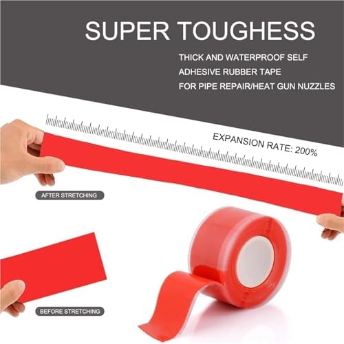12 Roll 1 Inch X 10 FT Self-Fusing Silicone, Thickness 0.5mm Hose Repair Tape, Heavy Duty and Leak Proof Rubber Hose Tape, Pipe for Water