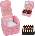 CUBETASTIC Nail Polish Organizer Bag, Double Layer Nail Tech Travel Case Holds 27 Bottles & Nail Lamp, Pink Nail Storage Organizer Box for Supplies, Portable Manicure Case