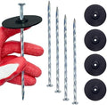 6 Inch 20 Pcs Artificial Turf Stakes Galvanized Spiral with Gasket Caps
