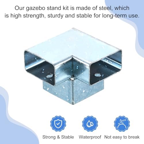 uxcell 3-Way Gazebo Brackets Kit, Right Angle Corner Brackets Woodworking DIY Post Base Kit for 1.61" x 0.83" Lumber for Outdoor Patio Gazebo Log Cabins (8 Pack)