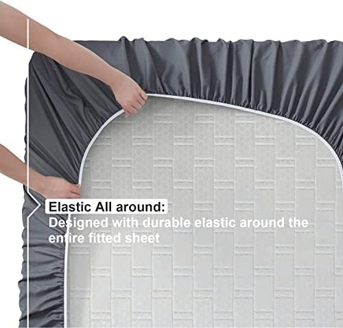 Nestl King Sheets Set - 4 Piece King Size Bed Sheets, Extra Soft, Double Brushed Bedding for King Size, 2 Tone Grey/Silver Set, Grey Fitted Sheet, Silver Flat Sheet, Silver Pillow Case