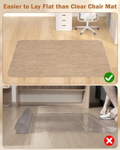 Blvornl Office Chair Mat for Hardwood Floor, 35.4"*47.2" Desk Computer Chair Mat for Hard Wood, Large Anti-Slip Hard Floor Protector Rolling Chair Mat, PVC Mat Desk Rug for Office and Home Red Brown