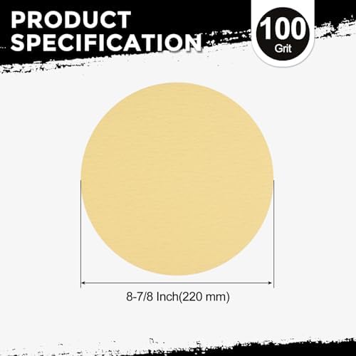 50Pcs Sanding Discs 8-7/8In 100Grit Hook and Loop Sandpapers Yellow