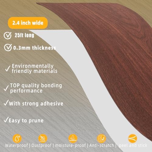 GSCIT Club Wood Grain Tape, 2.4 inch X 25ft Self Adhesive Wood Grain Repair Tape Cherry Patch for Tables, Chairs, Baseboards, Doors, Windows, Floors, Handicraft DIY.