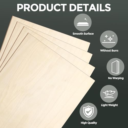 15 Pack Basswood Sheets, 12"x16"x1/8" Basswood for Laser Cutting