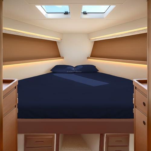 JS Sanders Collection 4PC Boat Sheet Set Universal XL V Berth, Nayy Blue