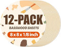 Rowood 12 Pack Round Basswood Sheets,8x8x1/8inch,3mm Basswood for Laser Cutting,Adult Craft Kits,Thin Plywood Board Unfinished Wood,DIY Ornaments and Architectural Model