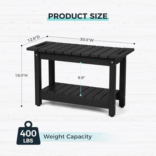 30" Shower Bench, Waterproof HIPS Shower Stool for Shaving Legs