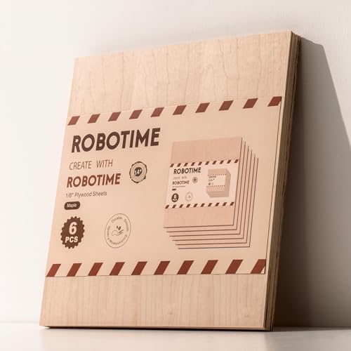 ROBOTIME 3mm Plywood 6 Pcs, 1/8 Maple Plywood for Laser Cutting & Engraving, Thin Maple Boards 12"x12" Wood Sheets