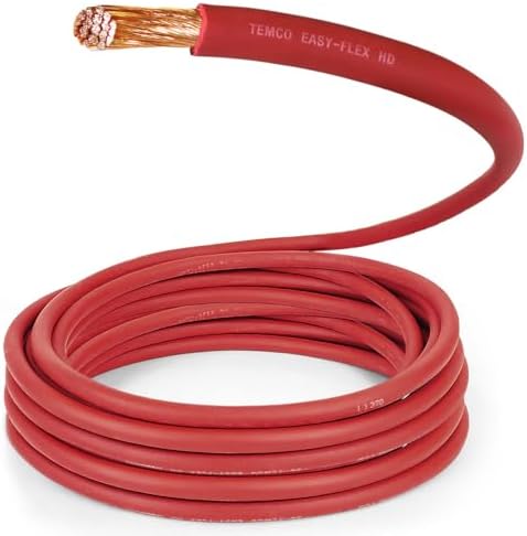 TEMCo 3/0 Gauge AWG 85 Ft Red Flexible Pure Copper Made in USA Welding Cable Battery Wire - Heavy Duty Solar, Inverter, Car, RV, Truck