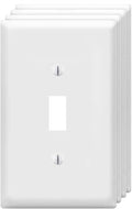 ZEFTV Toggle Light Switch Wall Plates 1-Gang Switch Electrical Cover Plate Unbreakable Thermoplastic Faceplate, White (4 Pack)