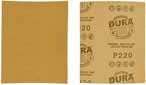 Dura-Gold Premium 1/4 Sheet Gold Sandpaper Sheets, 220 Grit (Box of 400)