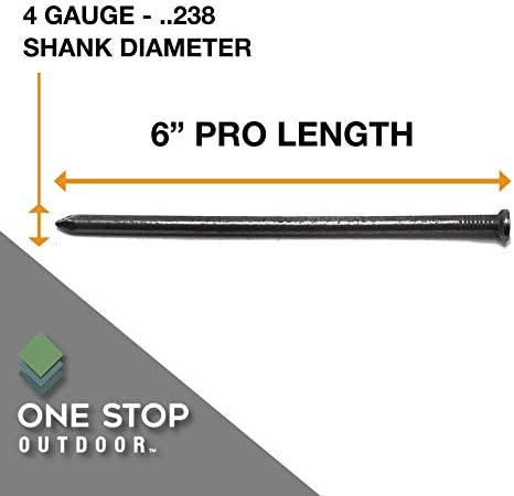 50-Pack - USA MADE Synthetic Grass Turf Nails 6" Stakes (5 Pound) Non-Galvanized 4-Gauge Style, Will Rust for Extra Hold - Spikes for Artificial Turf & Landscape No Dig Edging (Approximately 50 Nails)