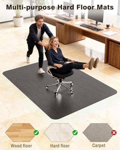 Blvornl Ultra Large Office Chair Mat for Hardwood Floor, Rolling Chair Mat for Hard Wood, Large Anti-Slip Hard Floor Protector, Heavy Duty Computer Desk Rug for Office and Home 50"*63" Black
