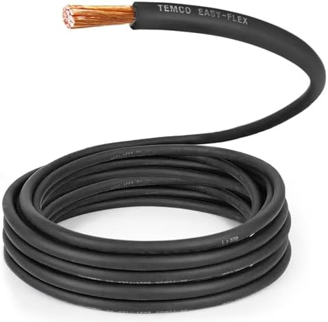 TEMCo 1 Gauge AWG 25 Ft Black Flexible Pure Copper Made in USA Welding Cable Battery Wire - Heavy Duty Solar, Inverter, Car, RV, Truck