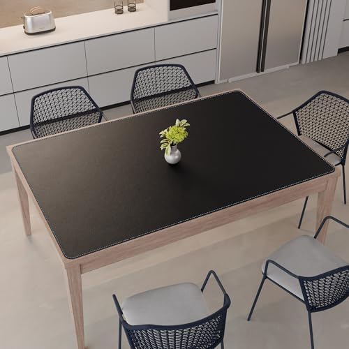 CENNBIE HUGE180 70.8" x 47" Black Leather Desk Mat for Conference Table, Dining Table, Work Table, Banquet Tables, Library Table