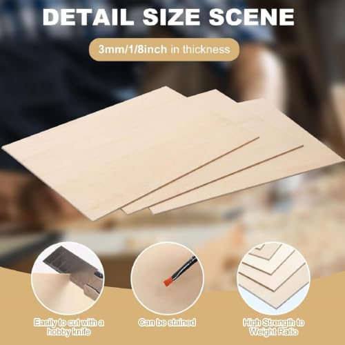 24 Pack 12x20x1/8 Inch Thin Basswood Sheets Wood Sheets Board for Craft