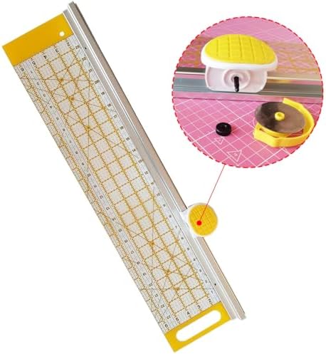 45mm Rotary Cutter and 24" L x 6" W Ruler Combo with Gridlines | Ideal Fabric Cutter for Quilting and Sewing Crafts | Comes with Two Replacement Blades