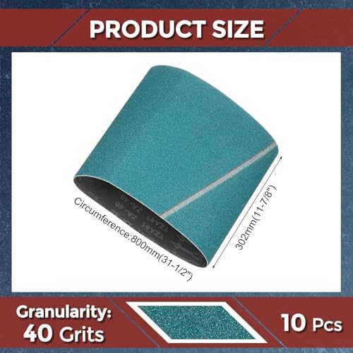 10 Pcs Sanding Belts 11-7/8 x 31-1/2 Inch 40 Grit Zirconia