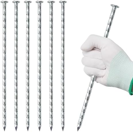 10 Inch Galvanized Landscape Spikes, Spiral Ground Stakes，32 Pack