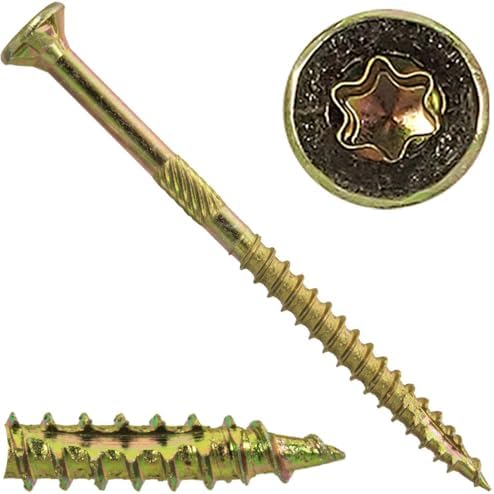Jake Sales #9 x 2 3/4" Gold Star Wood Screw Torx/Star Drive Flat Head (5 POUNDS - 430 Approx. Screw Count) - Multipurpose Torx/Star Drive Wood Screws