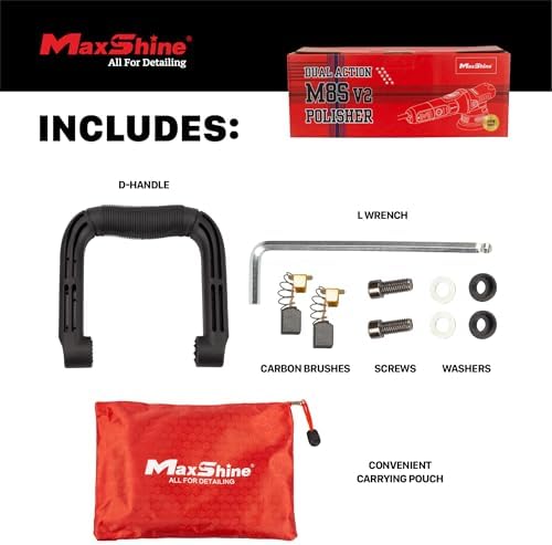 Maxshine M8S V2 Dual Action Polisher Sand – 8mm Throw Random Orbital Buffer, 1000W Detailing Machine with 5″ Backing Plate – 6-Speed, 5/16″ Thread for Car, Truck, SUV & Boat Paint Correction