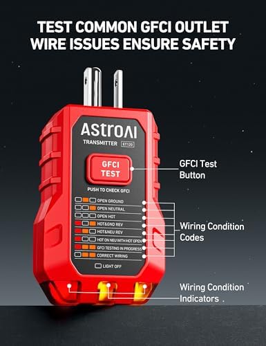 AstroAI Circuit Breaker Finder Tool with GFCI Outlet Tester for 90–120V AC