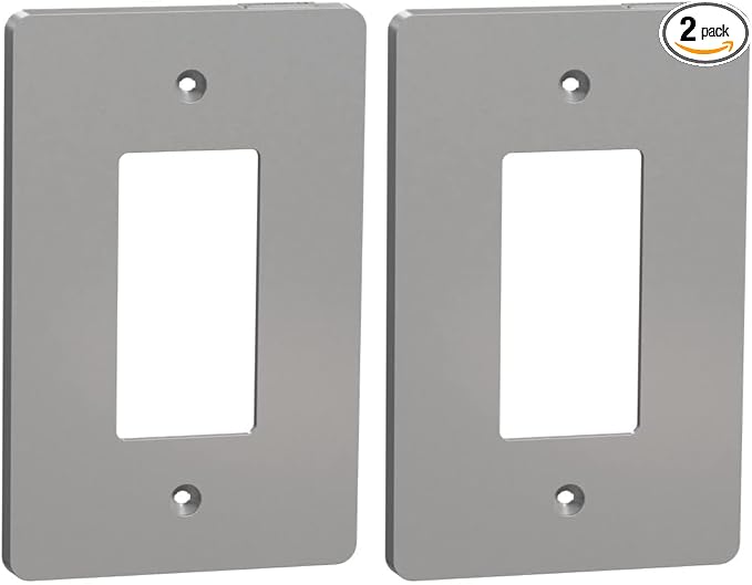Square D by Schneider Electric Square D X Series Wall Plate for Outlet and Light Switch, Mid Size Plus 1 Gang, Matte Gray (Pack of 2)