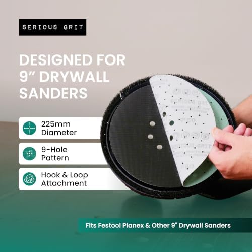 Serious Grit - 225mm (9-Inch) P320 Grit Drywall Sanding Discs - 25 Pack Box