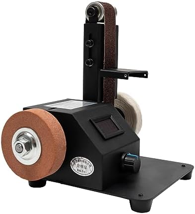 350W Mini Electric Belt Sander, Adjustable Speed Table Top Grinder Polisher w/10 Abrasive Belts, Belt Bench Grinder Polisher for Metal Wood Aluminum, 0-10000rpm