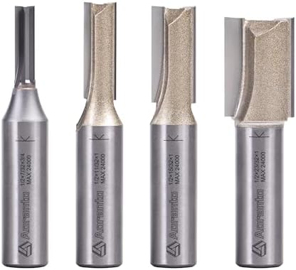 4 Pieces Undersize Plywood Dado Bits 1/2" Shank, Straight Router Bits Cutting Diameter: 7/32", 11/32", 15/32", 23/32", Useful for Routing Accurate Grooves in Undersized Plywood