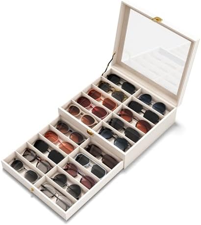 NEWLOOP 20 Slots Sunglass Organizer for Women Men Sunglasses Storage Box for Multiple Pairs of Eyeglass Holder Display Case