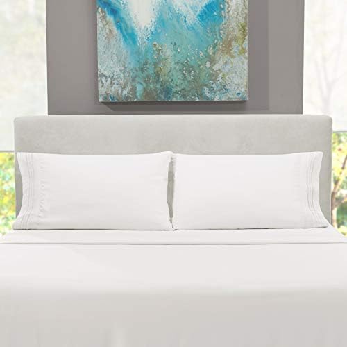Hearth & Harbor Twin XL Size Sheets - 3 Piece Bed Sheet Set, Hotel Luxury Double Brushed Bed Sheets - Extra Soft Bedding Sheets & Pillowcases, Twin XL, White