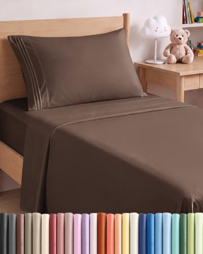 Twin Size 3 Piece Sheet Set - Comfy Breathable & Cooling Sheets - Brown
