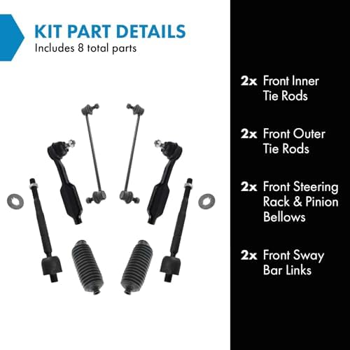 TRQ Front Steering & Suspension Kit Steering Rack & Pinion Bellow Sway Bar