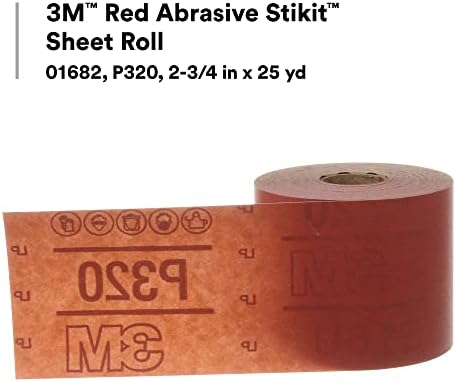 3M Red Abrasive Stikit Sheet Roll, 01688, P80, 2-3/4 in x 25 yd, D Weight