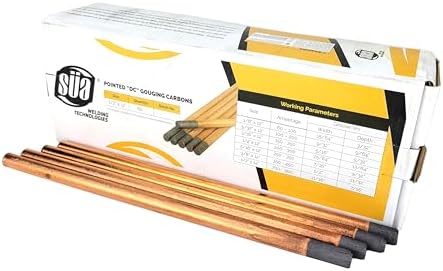 SÜA - DC Copper Coated Pointed Carbon Gouging Rod - 1/2" x 12" - (300 Rods)