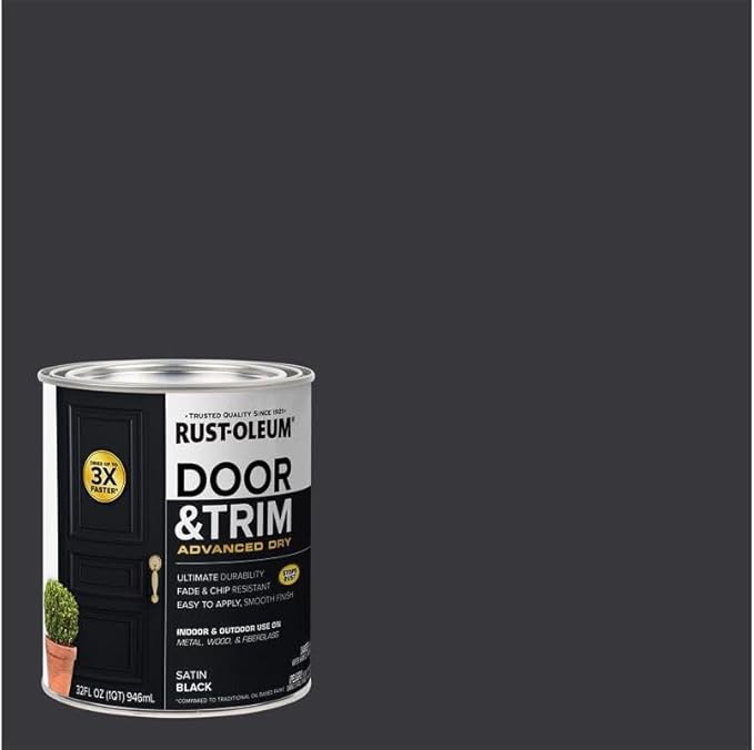 Rust-Oleum 369383 Advanced Dry Door & Trim Paint, Quart, Satin Black