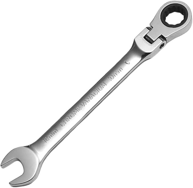 WISEUP Ratchet Wrench, CR-V Forged 10mm Flex Head Ratcheting Wrench | Industrial Dual-use Design Wrench, Anti-slip Anti-bending Ratchet Tools