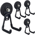 ULIBERMAGNET Heavy Duty Magnetic Garage Hooks,4 Pack Strong Large Magnet Hook for Power Drill,Garden Tools,Hose,Pegboard,Garage, Workshop,Magnetic Storage Hooks for Indoor Outdoor Hanging(Black)
