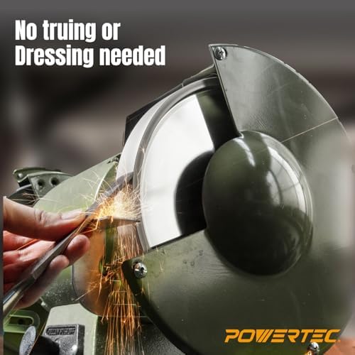 POWERTEC CBN Grinding Wheel 8 Inch 180 Grit, Bench Grinder Wheel for Sharpening HSS Tools, Lathe Tools & Chisel Set, 8" x 1" Wide, 5/8" Arbor Bench Grinder Wheels for Bench Grinder, 2 PK (15700-P2)