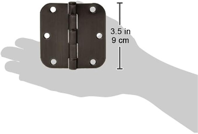 Amazon Basics Rounded 3.5 Inch x 3.5 Inch Door Hinges, Oil Rubbed Bronze, 72 Count (Pack of 1)