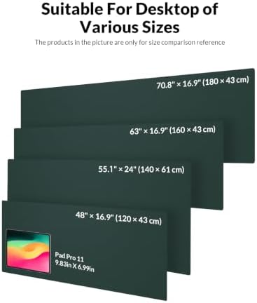Leather Desk Mat 48" x 17", Dark Green PU Large Desk Pad Protector