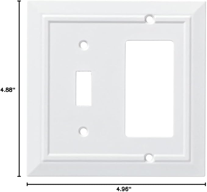 Franklin Brass Classic Architecture (1-Pack) Decorative Light Switch Covers Combination Pure White Toggle, Decorator/Rocker Combo | Wall Plate Outlet Cover Switch Plates W35246-PW-C