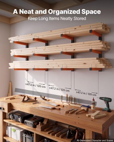 VEVOR Lumber Rack, 3-Tier 4-Pack 110 lbs per Tier, Foldable Wood Storage