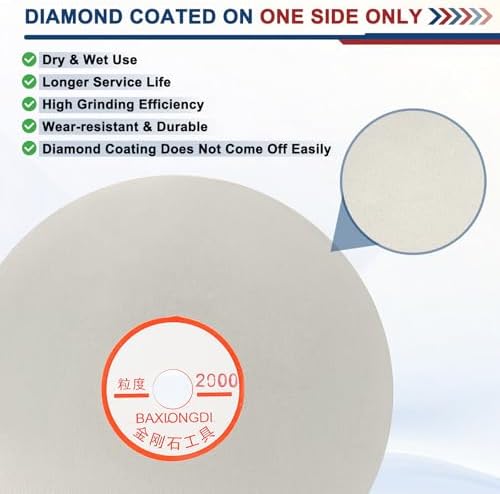 6 Inch x 1/2" Arbor Diamond Flat Lap Disc, 2000 Grit