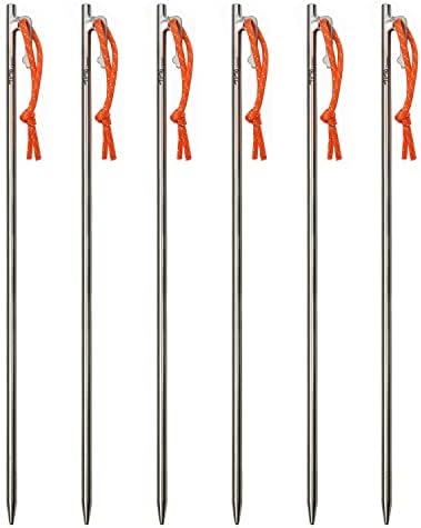 TiTo Titanium Tent Pegs Stakes Lightweight Snowfield Grassland Heavy Duty Tent Nails for Outdoor Camping Hiking and Plant Support Garden Stakes 4pcs/6pcs (8×400mm-6pcs)
