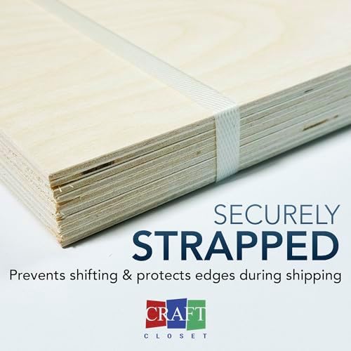 50 Pack | 6mm 1/4th inch Premium Baltic Birch Plywood, 12” x 19”, Glowforge Ready, Hand Selected, Unfinished | Boxes of 10, 20, 50 and 100 | Laser Engraving, CNC, Scroll Saw, by Craft Closet