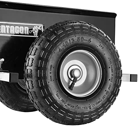 Drywall Cart - Lumber, Wood Paneling, and Plywood Carrier Holds up to 600lbs - Door Dolly with 10-inch Inflatable Wheels by Pentagon Tools (Black)